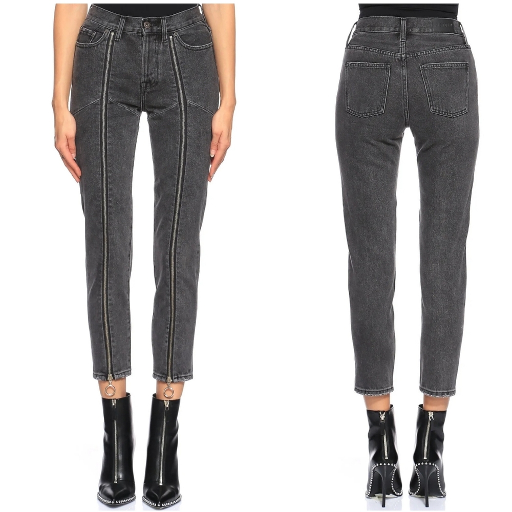 Pistola Nico Zip Straight Leg High Rise Charcoal Jeans Size 26 Zipper